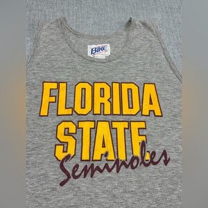 Vintage L Tank Top BIKE Winners Wear Florida State Seminoles Gray Made In‎ USA